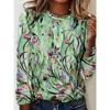 Bright Vibrant Flower 3d Graphic Print T-Shirt Women Fashion Casual Oversized Long Sleeve T-shirt Women Clothes Blossom Tops Tee