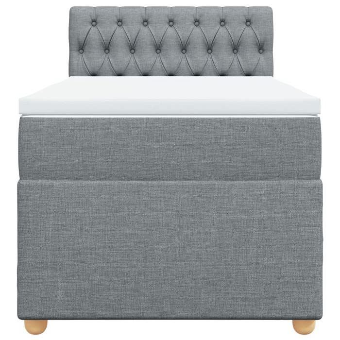 Exclusive House - Bed Slat Base with Mattress Light Grey 100x200cm Fabric