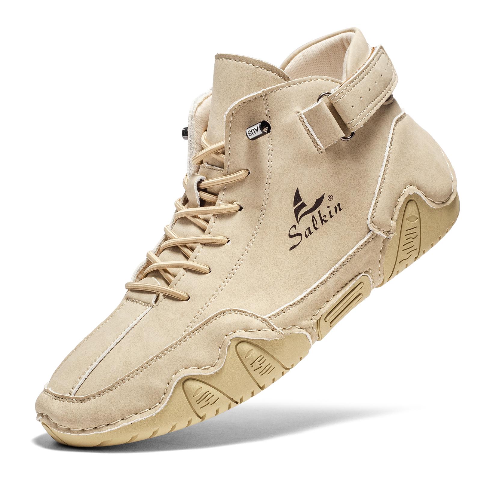 

Модная мужская обувь из натуральной кожи ручной работы, повседневные лоферы слипоны, дышащая кожаная обувь, мужские мокасины, модная обувь, рабочая обувь, большие размеры 38 бежевый