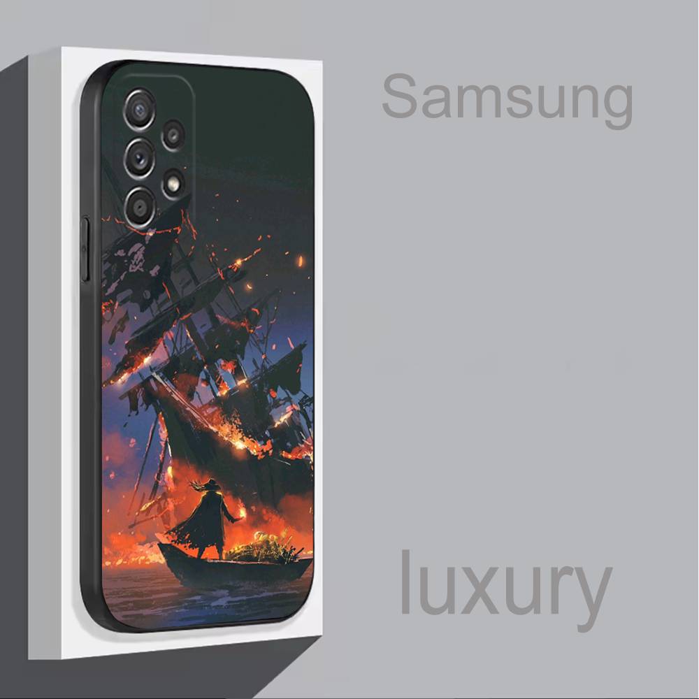 Pirateschiff Cool Für Samsung S 25,24,23,22,30,21,10,9,Ultra,Plus,Lite,FE,4,5G Schwarzes Weiches Case Handyhülle