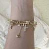 Premium Lace Bow Bracelet Niche Light Luxury Full Diamond Pin Buckle Cross Meteor Artificial Pearl Bracelet