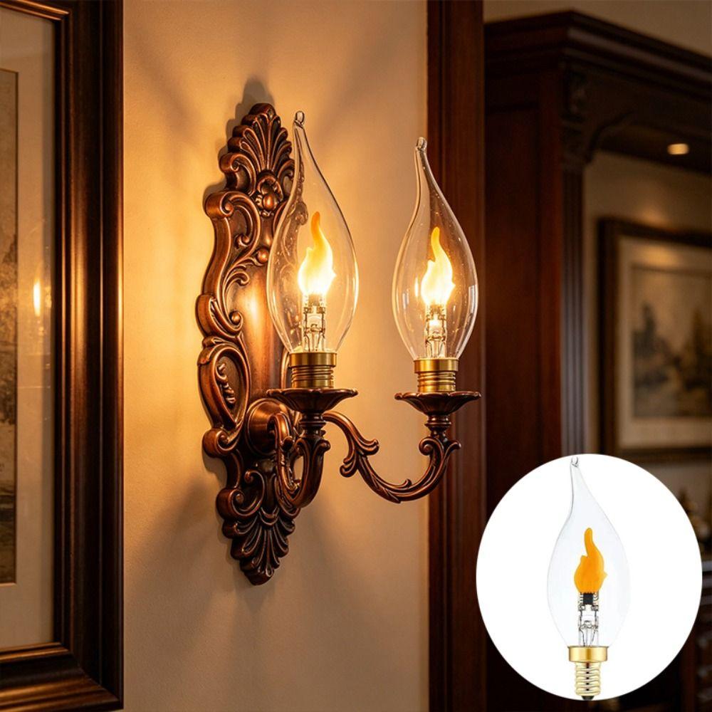 E12/E14/E27 LED Flame Light Bulb Glass Flicker Fire Effect Light Candle Flame LED Bulb  Restaurant
