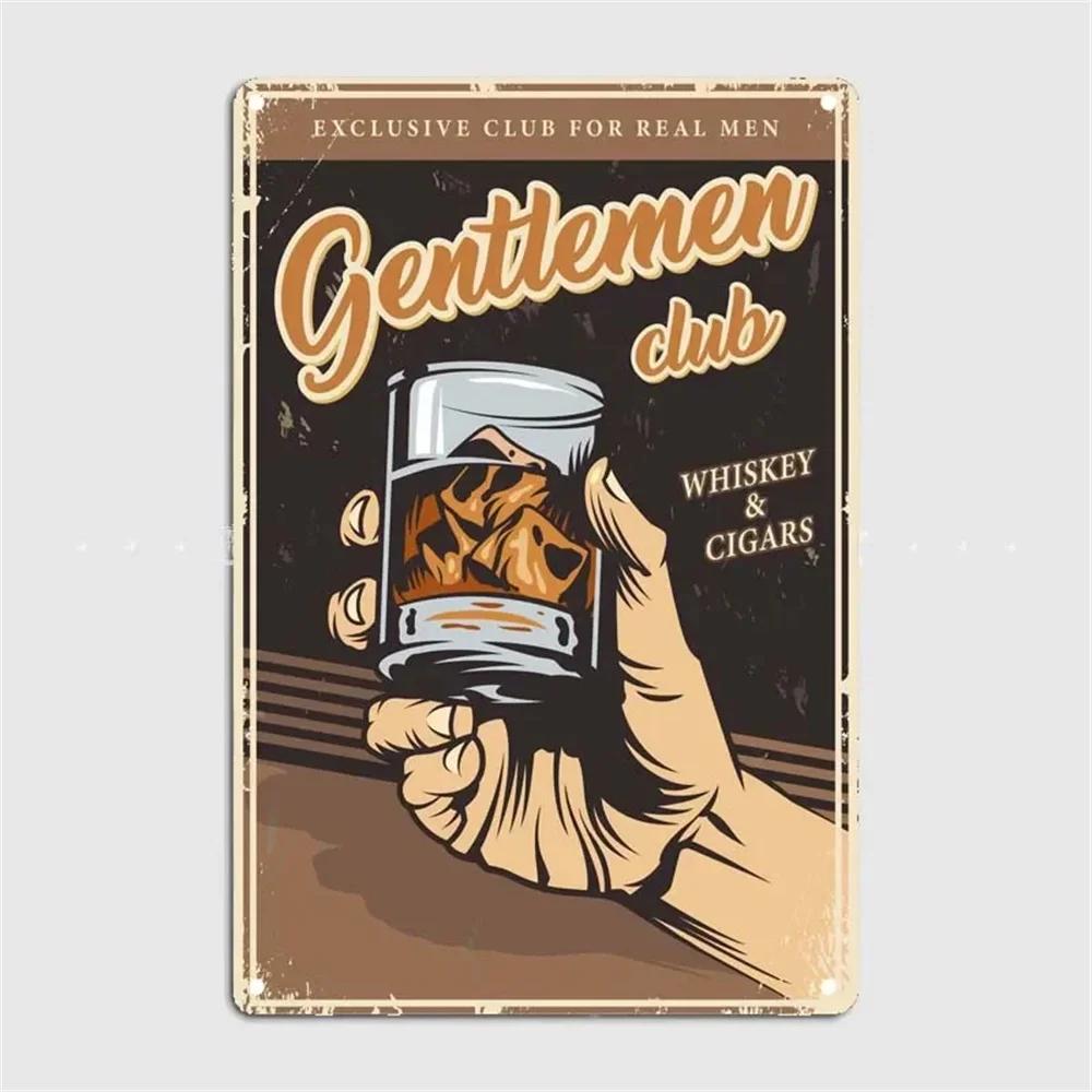 Vintage Whiskey Cigar Poster Metal Tin Sign Plaque Retro Decorative Plates For Garage Club Man Cave Bar Hotel Cafe Wall Decor