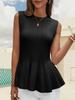 Women's Ribbed Knit Peplum Tank Top Crew Neck Fitted Sweater Vest