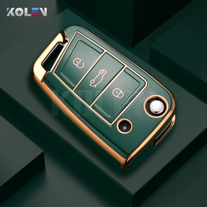 Fashion TPU Car Flip Key Case Cover Shell for VW Volkswagen Golf 7 MK7 Tiguan MK2 for Seat Ateca Leon FR 2 Ibiza Skoda Octavia