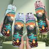 1PC Mountain Lake Campfire Night Print 750ml Color Plastic Sports Water Bottle Leakproof Flip Straw Lid Suitable for Sports Office Home Use