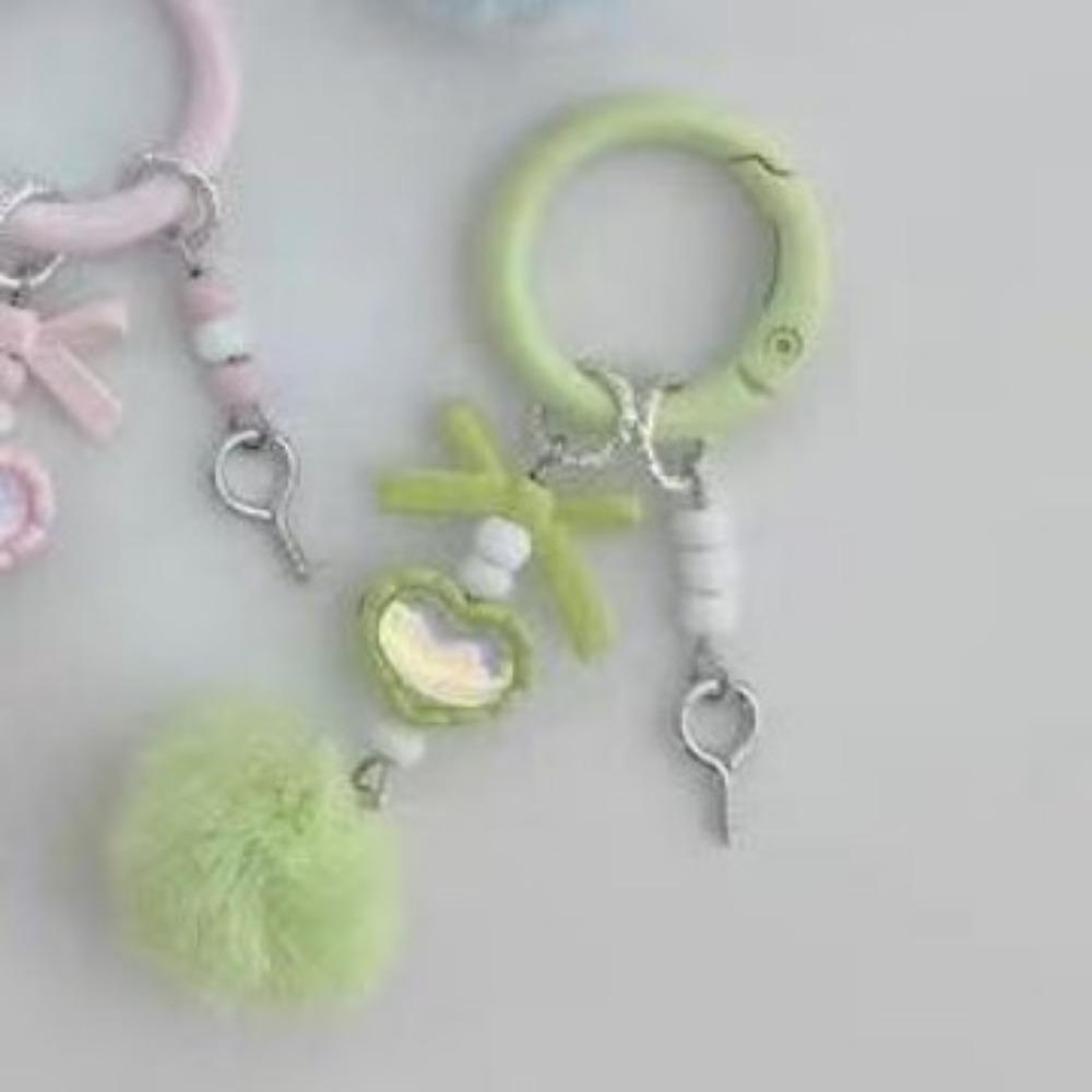 Accessories Hairball Mobile Phone Chain Beaded DIY Handmade Hairball Chain Blind Box Cute Grain Lanyard Pendant Keychain