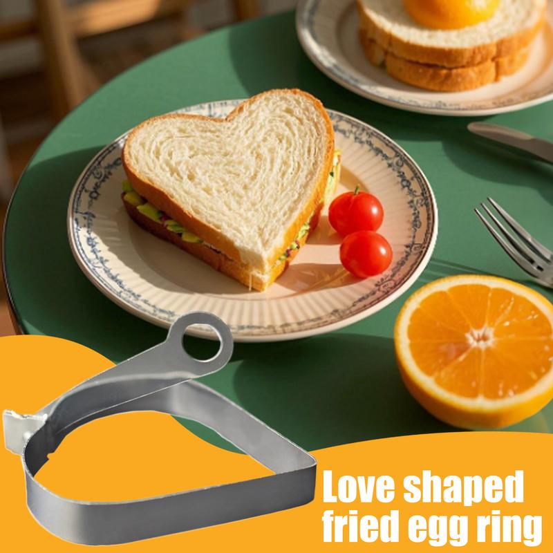 Heart Shaped Pancake Ring Foldable Handle Poached Griddle Pan Stainless Steel Waffle Maker Non-Stick Fried Egg Ring for Kitchen