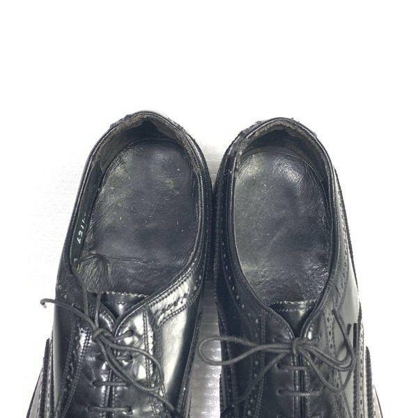 70s 1978 Vintage Florsheim Size 10B 26.5 27.5cm Full Brogue Wingtip Black