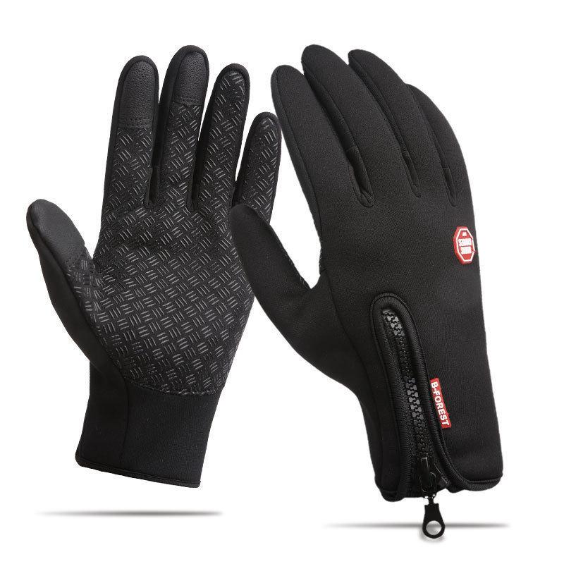 

Autumn and Winter Gloves Outdoor Sports Cycling Touch Screen Anti Slip Waterproof Windproof Fleece Warm and Cold Resistant Touch Screen L