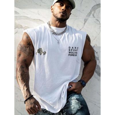 Muscle Fashion Fitness Vest Men's Equipment Training Waistcoat Sleeveless Tops Loose Round Neck Knitted Plus Size T Summer