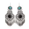 Artisanal Tribal Styles Drop Earrings With Natural Stone Accent Sturdy Alloy Retro Fringe Designs