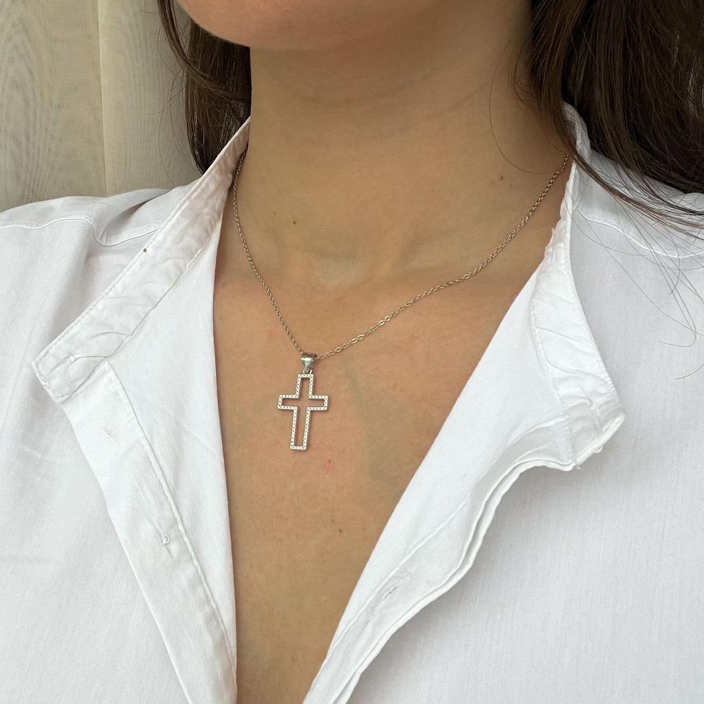 Серебряный крестик с фианитами (2136477)