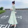 Women's Summer 2024 Floral French Retro Chiffon Long Dress - Over-the-Knee Cake Skirt