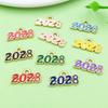 10 Colorful Enamel 2028 Year Number Charms for DIY Jewelry and Accessories