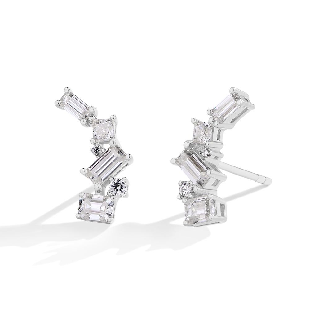 Retro Punk 925 Sterling Silver Irregular Geometric Stud Earrings - Cute, Fashionable Ear Cartilage Accessories
