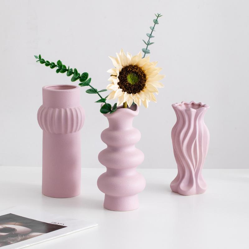 Purple Modern Ceramic Decorative Vase with Dried Flowers Dining Table Foyer Living Room Flower Arrangement and Decoration Vases