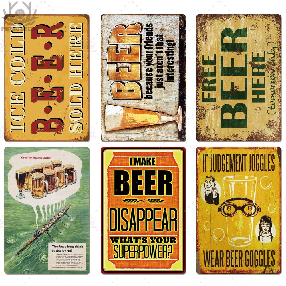 Beer Tin Sign Plaque Metal Vintage Pub Funny Metal Sign Plate Wall Decor for Bar Pub Club Man Cave Decorative Iron Painting