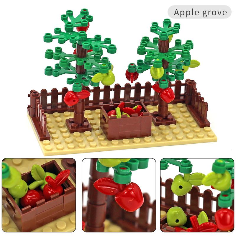 Moc Farm Animals Trees Plants Construction Blocks Toy Sets Henhouse Blocks Toy Sets For Kids Gifts With Vegetables Fruits Blocks Parts