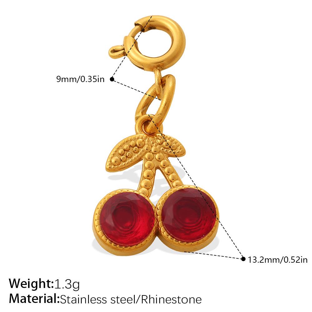 Vitality Sweet Wind Rhinestone Variety Jewelry Buckle Cherry Pendant Stainless Steel Gold Plated Exquisite Accessories