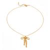 Retro Bow Earring & Necklace Set: 18K Gold Plated Stainless Steel Jewelry