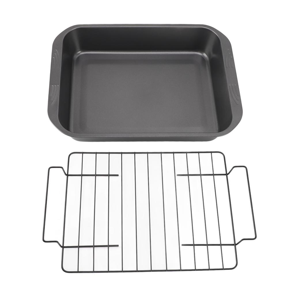 Roast Pan with Rack Rectangle Broiling Pan Carbon Steel Iron Handle Anti Stick Dishwasher Safe Baking Pan for Turkeys