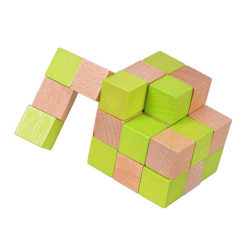 Wooden Snake Cube Puzzle IQ Logic Training Brain Teaser Problem Solving Educational Toys For Kids Boys Girls Mind Challenge