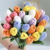 Hand-woven Knitted Tulips Flower Crochet Flowers Fake Flower Plants  Desktop Ornament