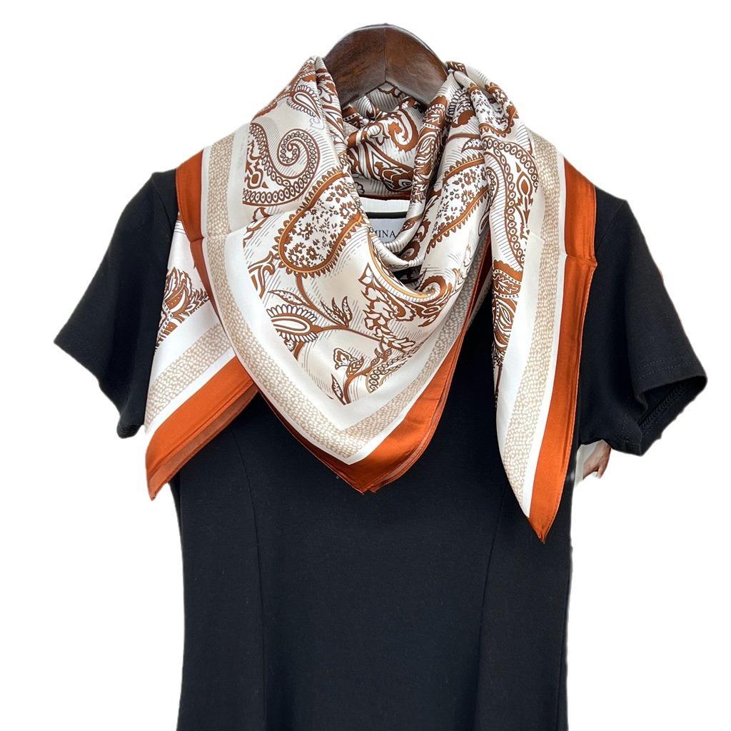 Silk Spring And Autumn Retro Cashew Flower Scarf Small Scarf Silk Mulberry Silk Silk Scarf 90 Square Scarves Women