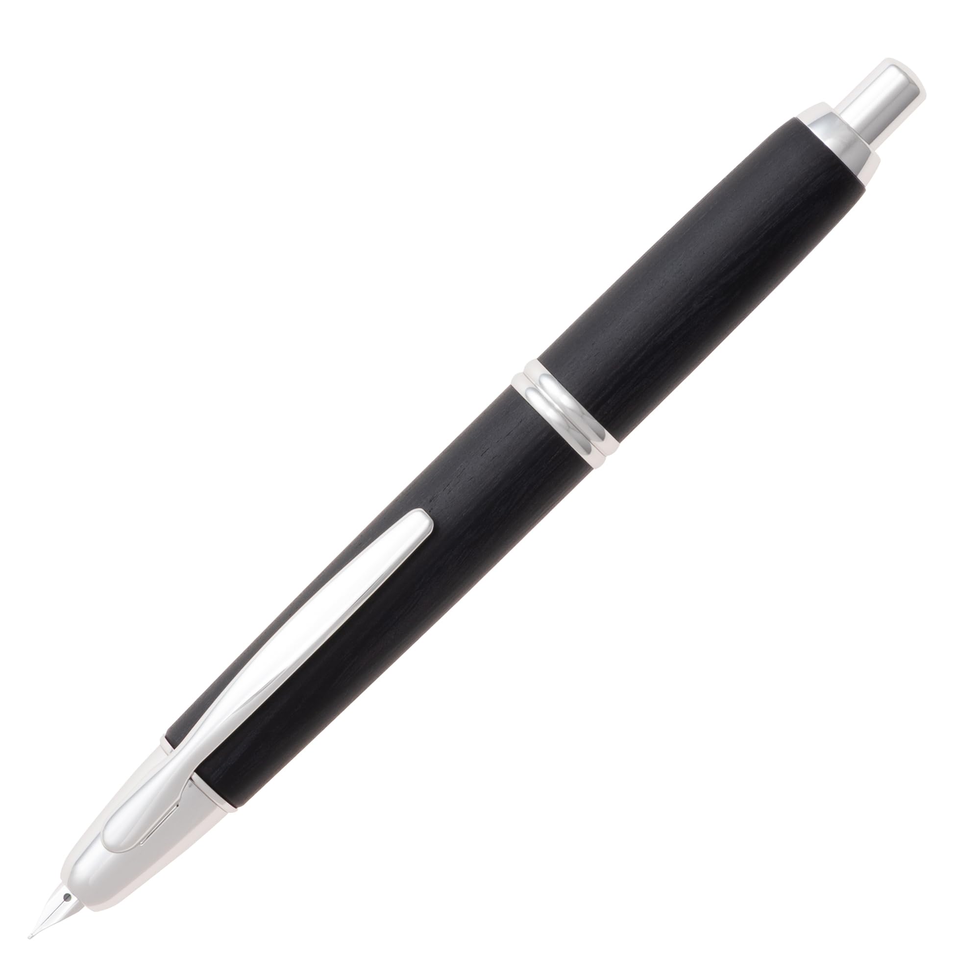 PILOT Capless Перьевая ручка, Деревянный корпус, Средний размер пера, Перо 18K Золото, Корпус, (M), Черный, FC25SKBM, чёрный