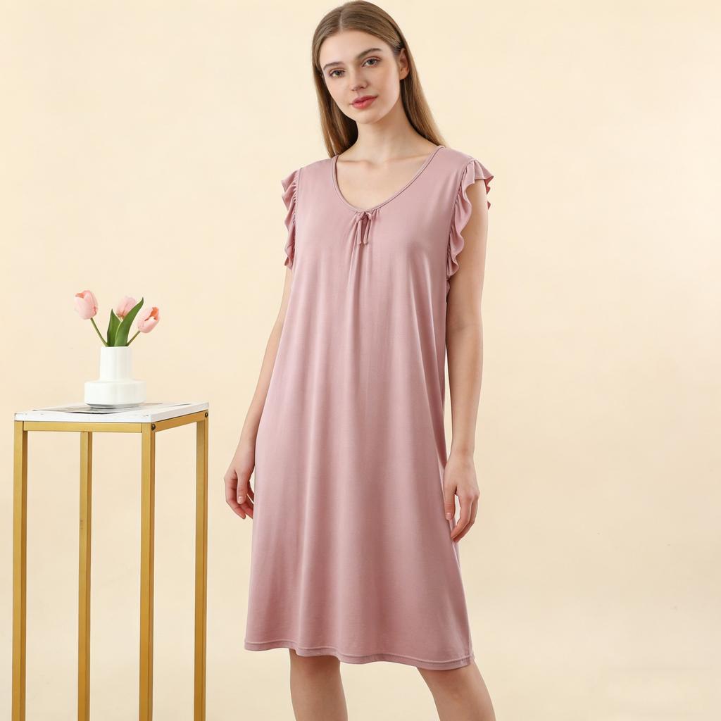 Summer Women's Modal Lace V-Neck Sleeveless Nightdress Loose Plus Size Soft Comfort Sleep Dress Casual Loungewear Home Outdoor Wear