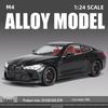 1:24 BMW M4 Diecast Car Model with Shock Absorption, Pull-Back, Steering, Sound, and Light Features.