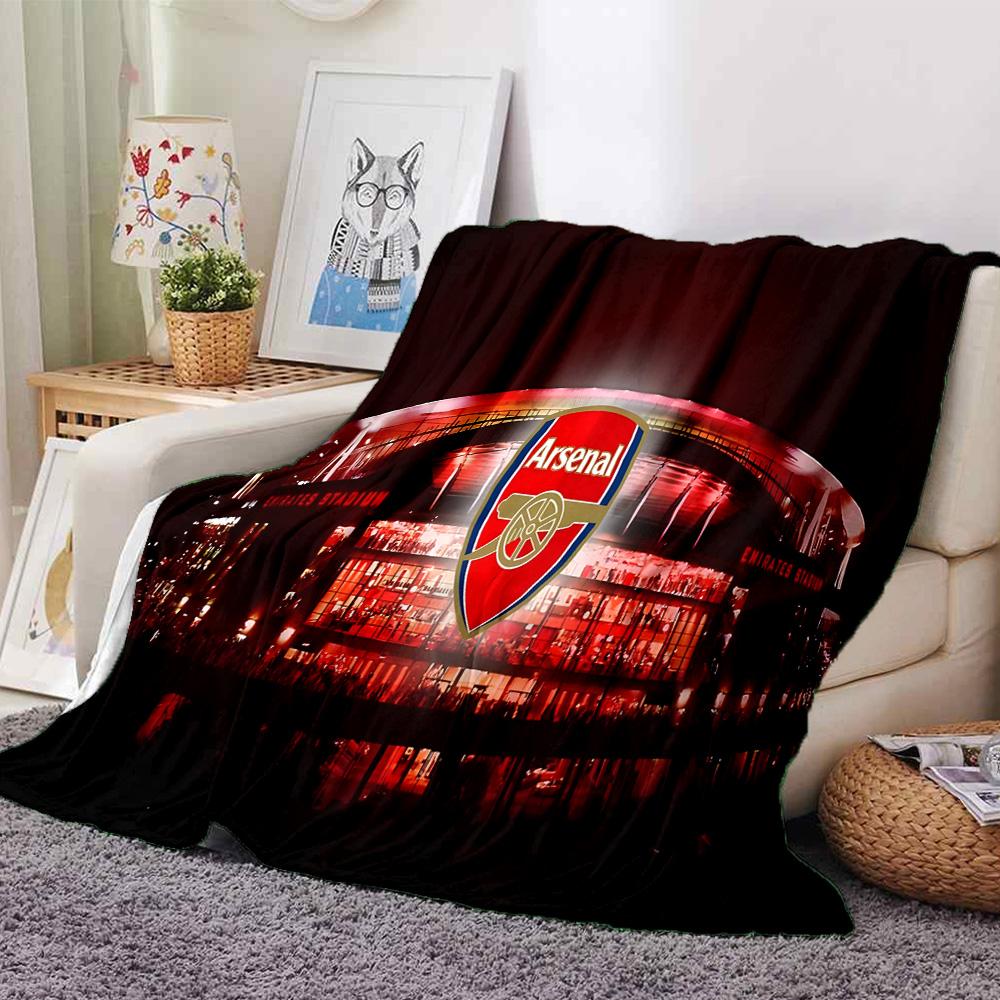 Coperta in Flanella con Stemma dell'Arsenal Football Club, Poliestere Morbido, Design Moderno, Per Tutte le Stagioni per Campeggio, Viaggi, Regali per Feste o Compleanni