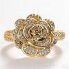 Huitan Aesthetic Flower Women Ring Gold Color Luxury Wedding Engagement Trendy Gentle Party Accessories Jewelry Inlaid Shiny CZ