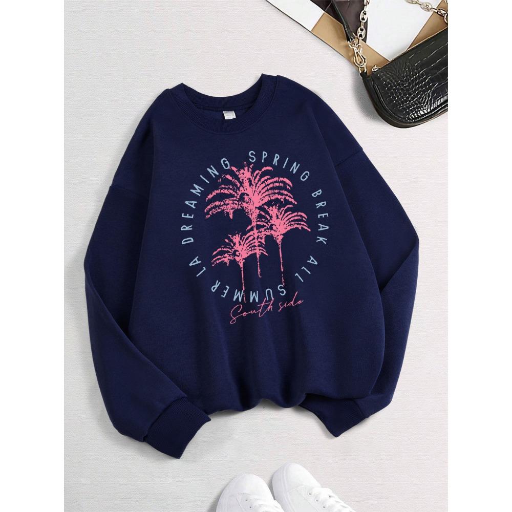 South Side Vacation Prints Sweatshirt Damen Rundhals Basics Hoodie Locker Warm Pullover Herbst und Winter Lässige Damenbekleidung