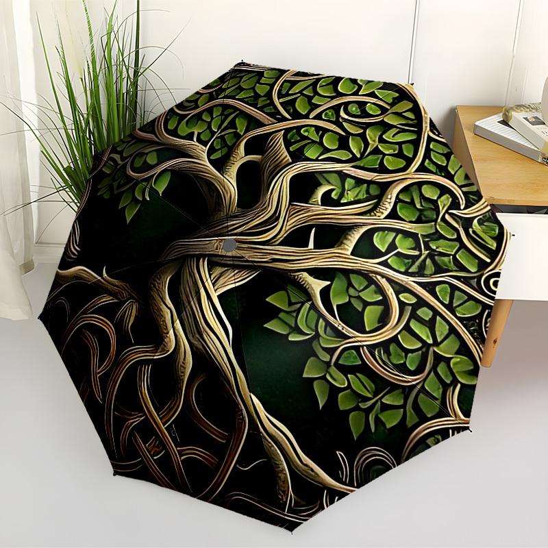 

1pc Tree of Life Decorative Artwork Automatic Open/Close Umbrella, Folding Compact Umbrella with Lightweight Design for Women/Menyy251028220