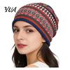 Slouchy Hat for Women Women's Geometry Print Hat, Casual Soft Stretch Skull Versatile Lazy Style Hair Tie Cap, Warm Cancer Chemo Headwear, Outdoor