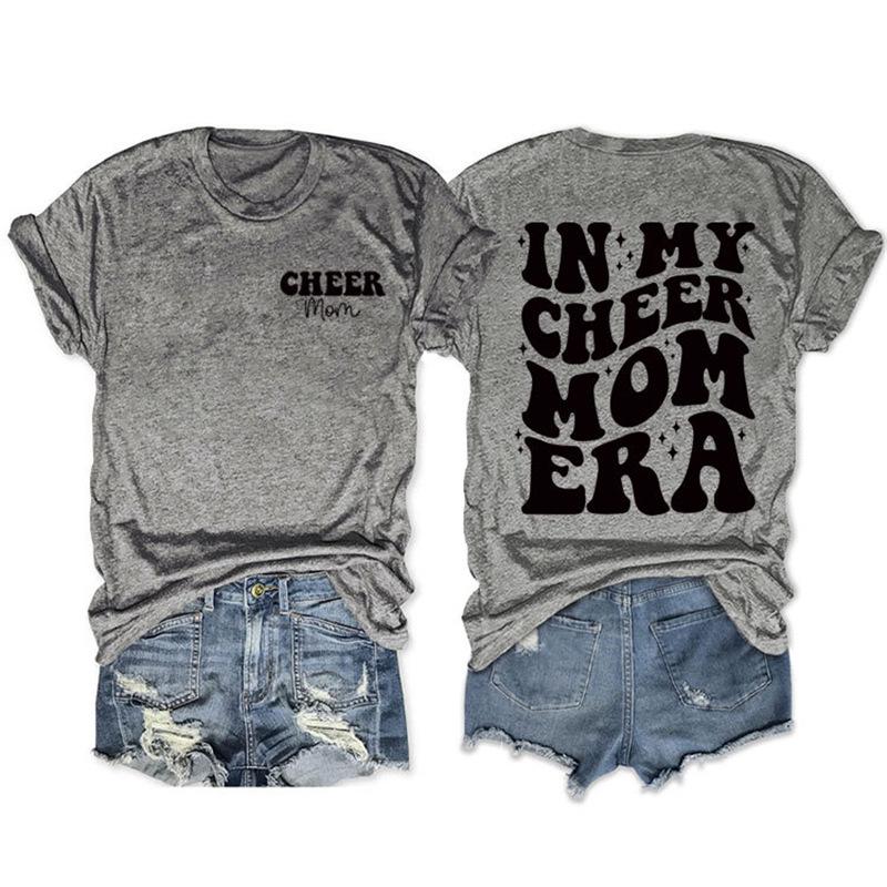 

Футболка с круглым вырезом Cheer Mom Era - Двусторонняя печать, Свободный короткий рукав M