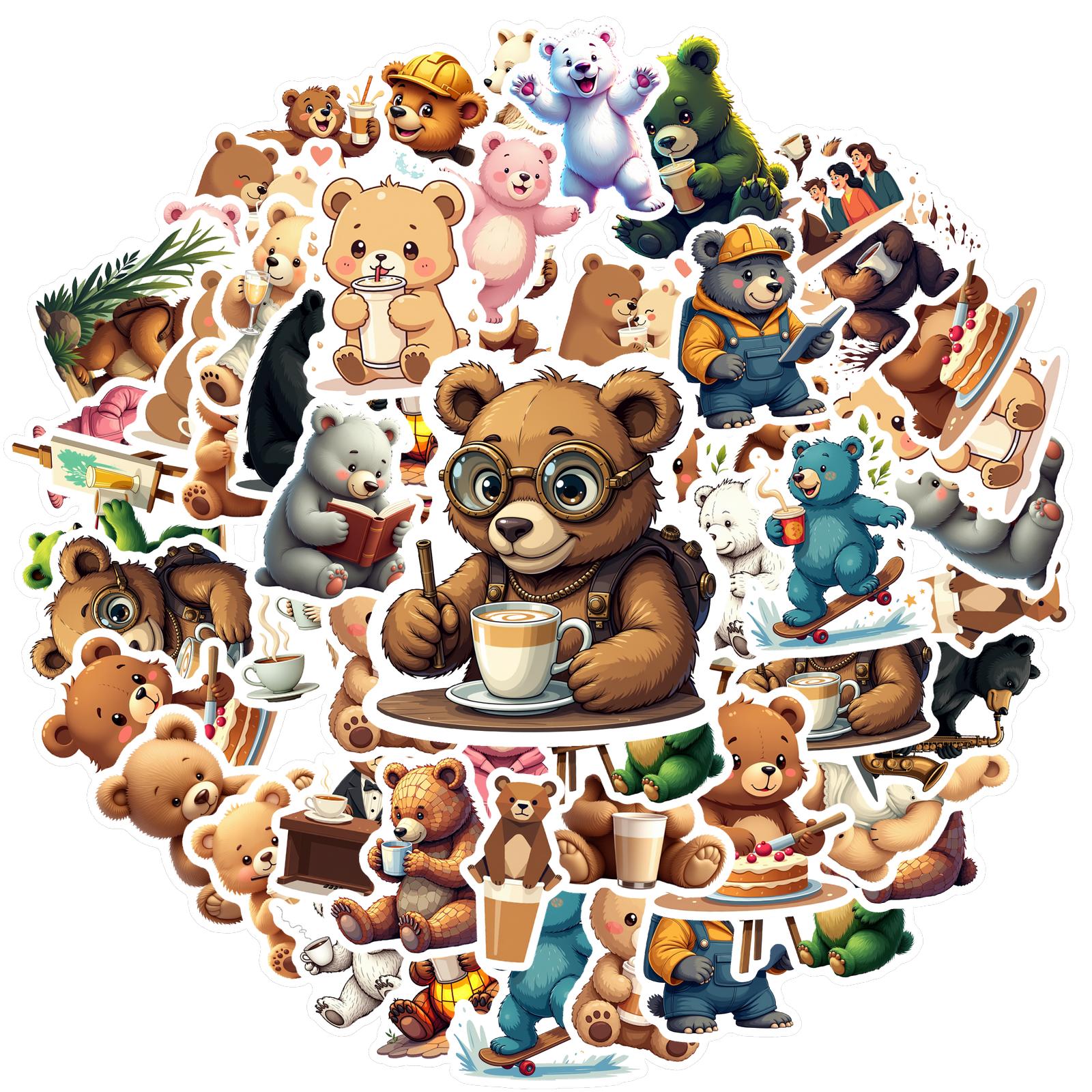 

35-150pcs Different Bear Cartoon Stickers Waterproof Graffiti Diy Decorated Laptop Suitcase Guitar Classic Pvc Decals Reward