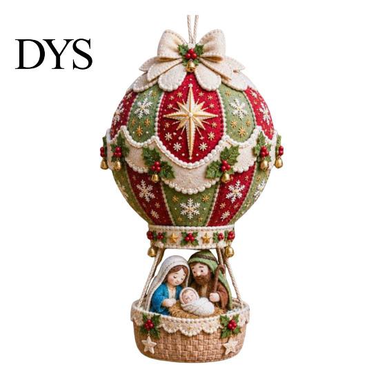 Weiche Stoff Bastelbedarf Weihnachten Heißluftballon DIY-Set, 3D Filz Hängende Dekoration Nähen Nikolaus Projekte für Erwachsene Schneemann Rentier