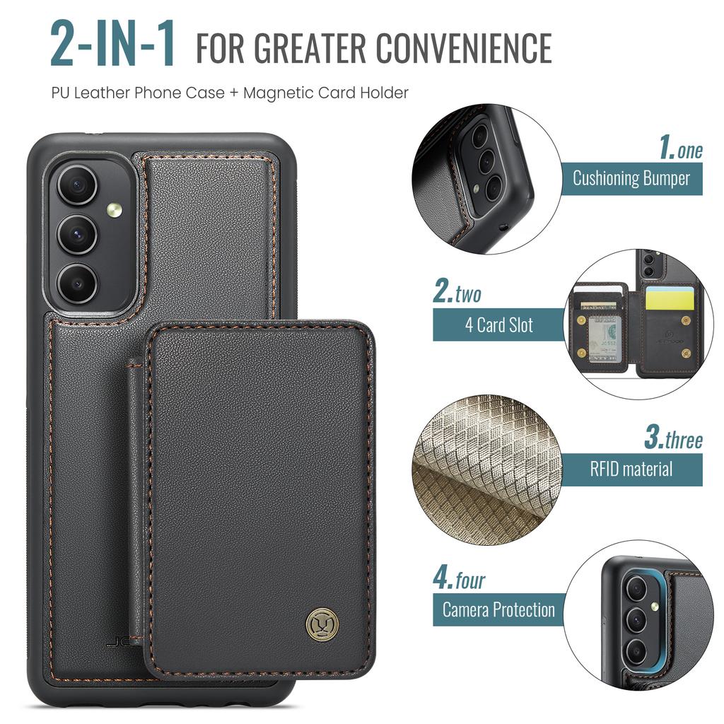 JEEHOOD J05 For Samsung Galaxy A54 5G Case Leather Mobile Cover with Detachable Magnetic Card Bag
