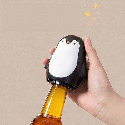 Yousheng 2Pcs Cute Penguin Bottle Opener, Push Down Beer Cap Remover with Magnet, One Touch Lever Tool for Soda Drinks, Kitchen Bar