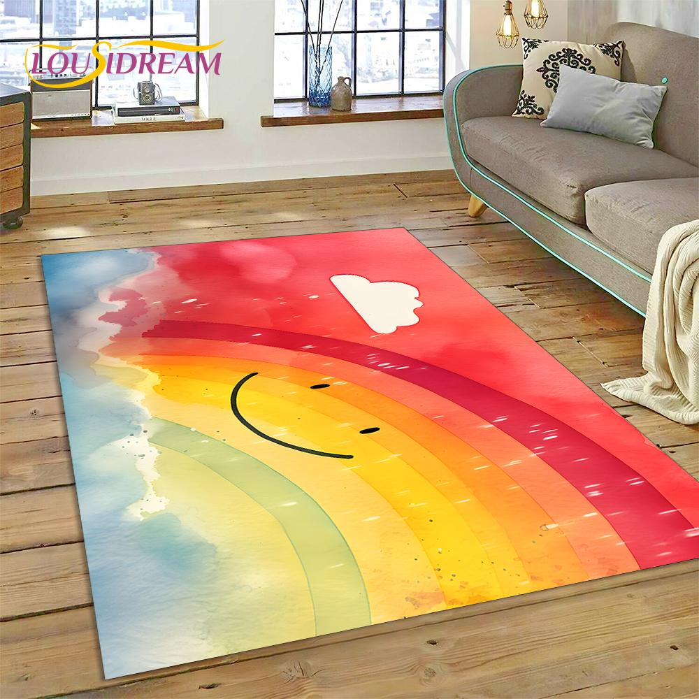 Rainbow 3D Colour Illusion Cartoon Rug Carpet for Living Room Bedroom Home Decor,Floor Mat Non-slip Decoration for Sofa Doormat