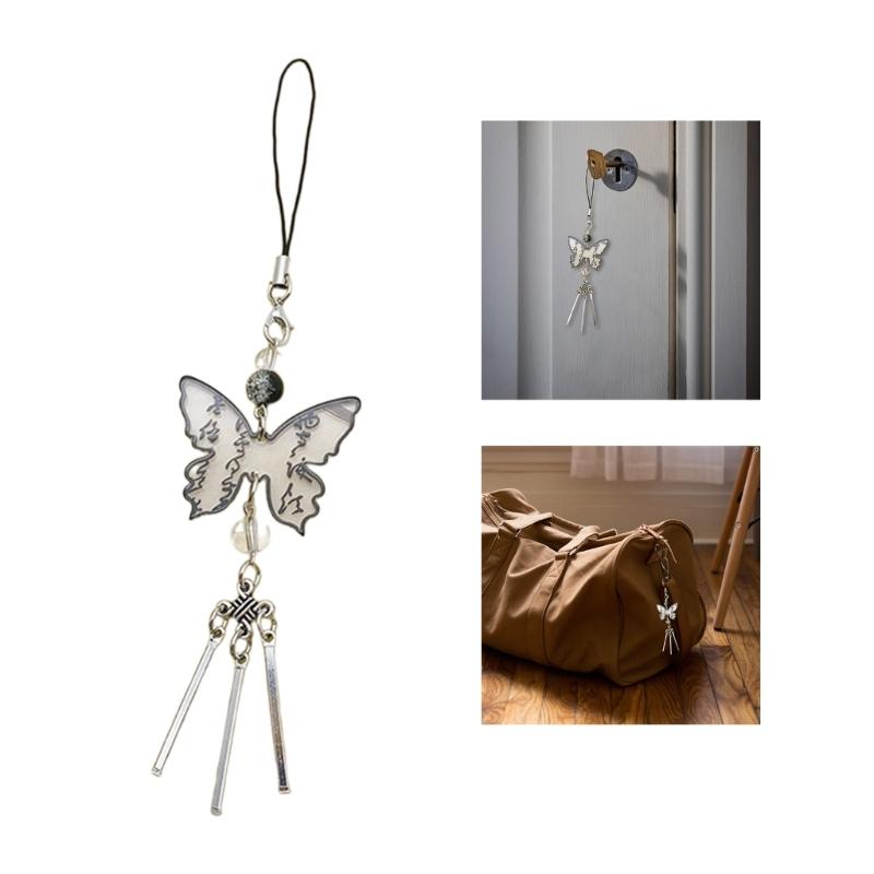 Einzigartiger chinesischer Kalligraphie Schmetterling Handy-Anhänger Stilvolles und langlebiges Schlüsselanhänger-Accessoire für modebewusste Personen