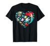 T-shirt Collage a Forma di Cuore con Principessa Disney Ariel, Flounder e Sebastian