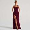 European and American INS Style Women's Evening Dress Long Dress 2026 Summer Fashionable Sexy Halter High Split Suspender Dress
