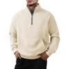 Men S Fleece Lined Hoodless Raglan Sleeve Half Zip Stand Collar Sweatshirt