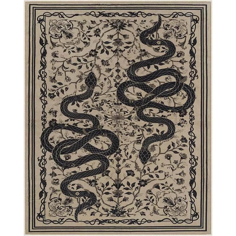 French Retro Style Creative Snake Living Room Carpet Floral Pattern Kitchen Corridor Bedroom Rug Home Decor Easy Care Sofa Rugs