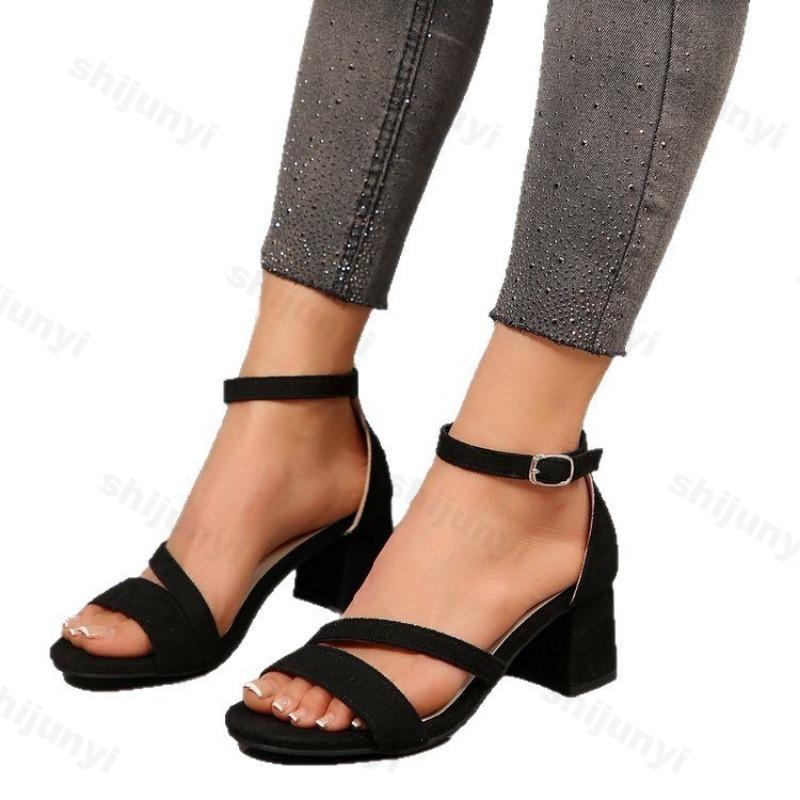 Fashion Women Sandals 2025 Summer New Fashion Sexy Medium High Heel Outdoor Sandals Elegant Casual Wedding Shoes Sandalias De Mujer