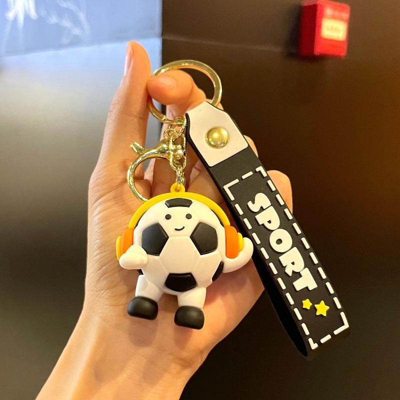 

Original Earphone-style Football Figurine Keychain - Cute Cartoon-style Football for The World Cup - Creative Souvenir with A Unique Design Headset - Black and White